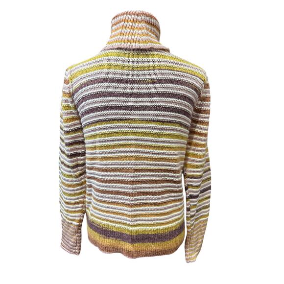 NWT Tribal Women’s Turtleneck Sweater Multicolor Stripe Bordeaux Small Retro - Picture 2 of 11